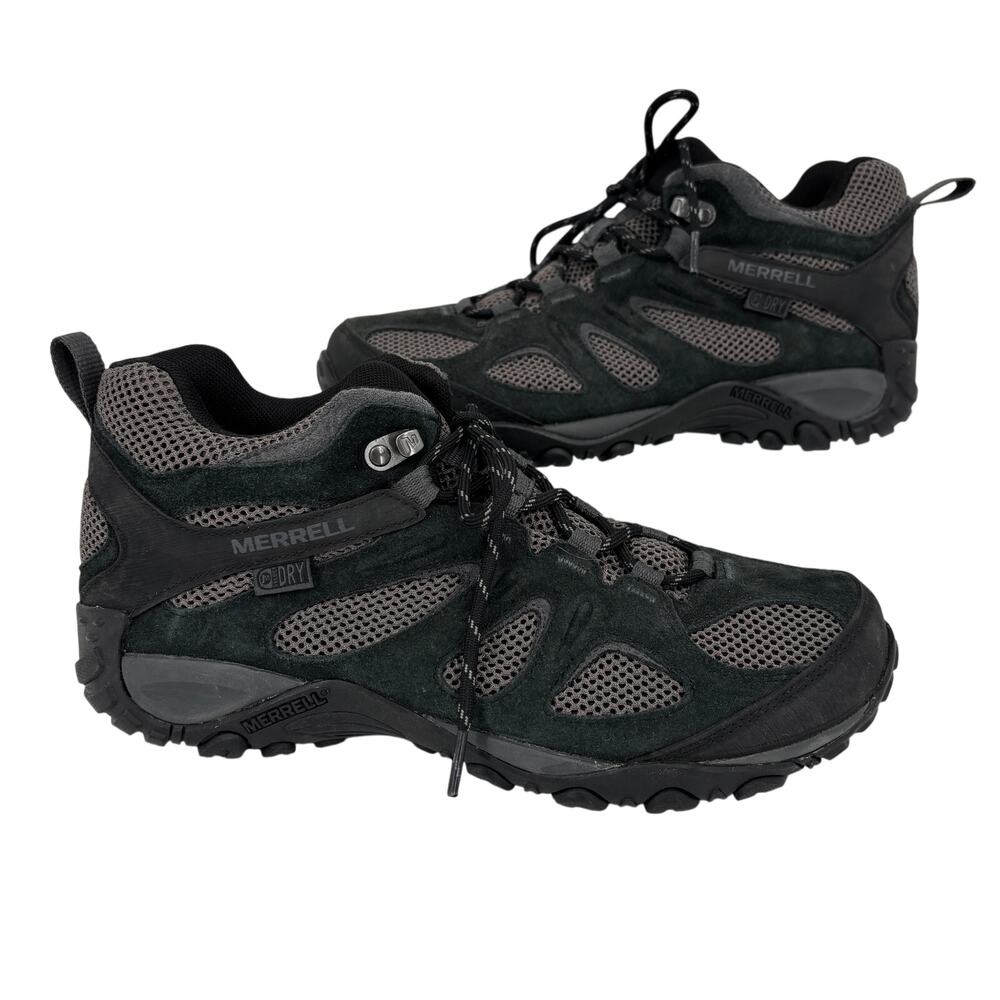 Merrell Yakota‎ 2 Mid Hiking Boots Mens Size 9  Black Leather Waterproof Sneaker
